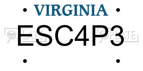 ESC4P3 Virginia License Plate
