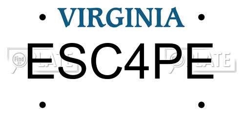 ESC4PE Virginia License Plate