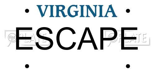 ESCAPE Virginia License Plate