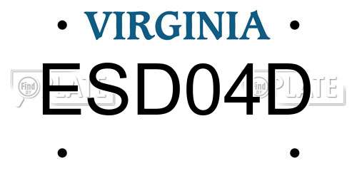 ESD04D Virginia License Plate