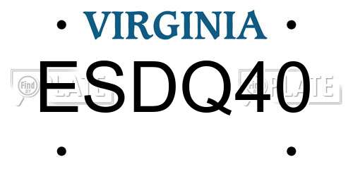 ESDQ40 Virginia License Plate