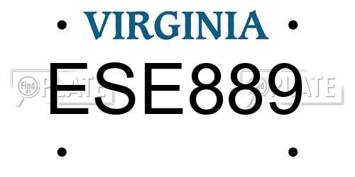 ESE889 Virginia License Plate