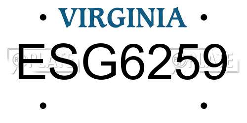 ESG6259 Virginia License Plate