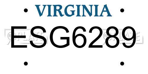 ESG6289 Virginia License Plate
