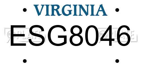 ESG8046 Virginia License Plate