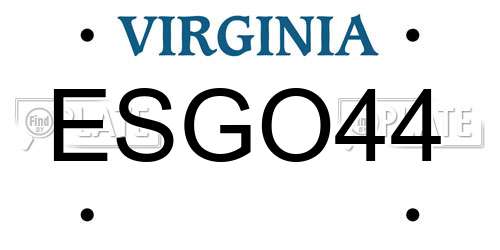 ESGO44 Virginia License Plate