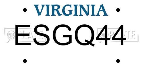 ESGQ44 Virginia License Plate