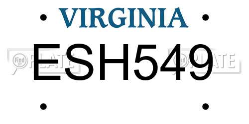 ESH549 Virginia License Plate