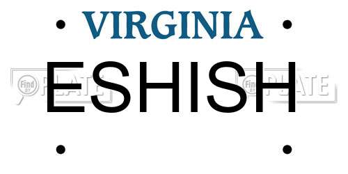 ESHISH Virginia License Plate