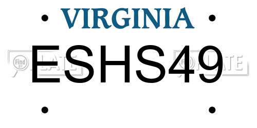ESHS49 Virginia License Plate