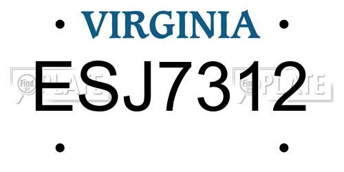 ESJ7312 Virginia License Plate