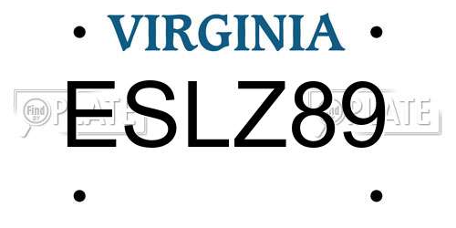ESLZ89 Virginia License Plate
