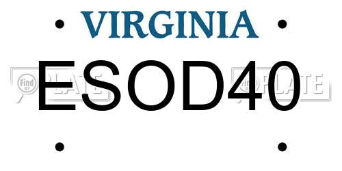 ESOD40 Virginia License Plate