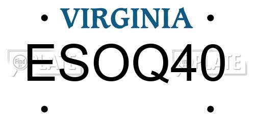 ESOQ40 Virginia License Plate