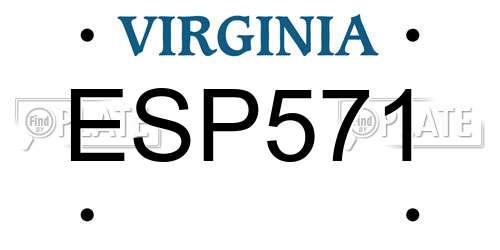 ESP571 Virginia License Plate