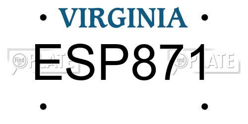 ESP871 Virginia License Plate