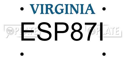 ESP87I Virginia License Plate