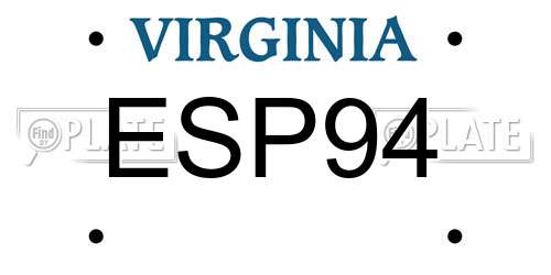 ESP94 Virginia License Plate