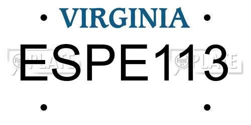 ESPE113 Virginia License Plate