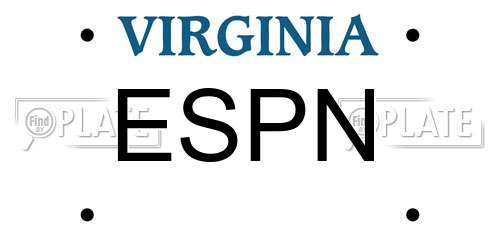 ESPN Virginia License Plate