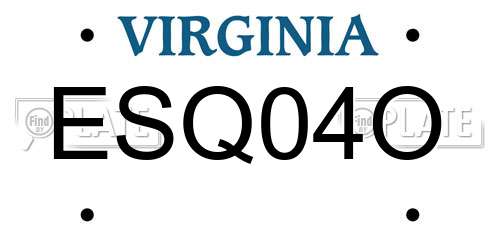 ESQ04O Virginia License Plate