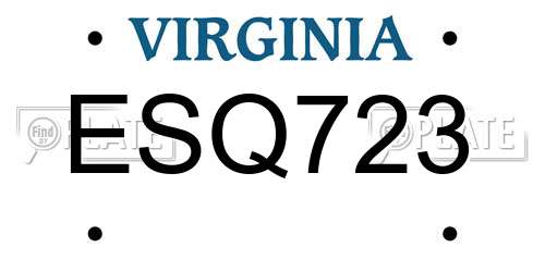 ESQ723 Virginia License Plate