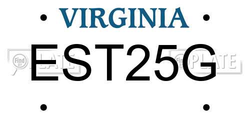 EST25G Virginia License Plate