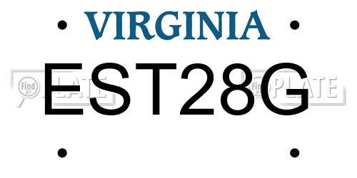 EST28G Virginia License Plate