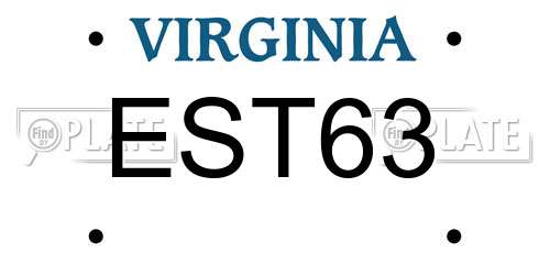 EST63 Virginia License Plate