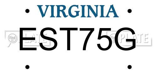 EST75G Virginia License Plate