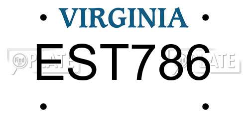 EST786 Virginia License Plate