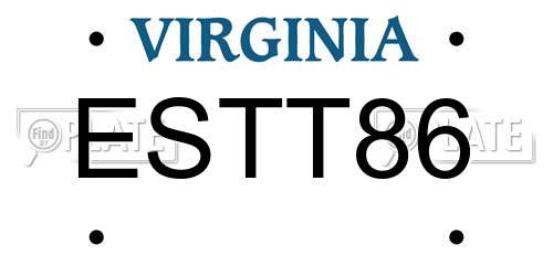 ESTT86 Virginia License Plate