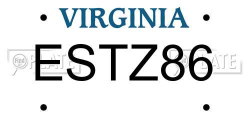 ESTZ86 Virginia License Plate