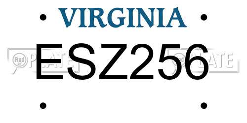 ESZ256 Virginia License Plate