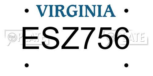 ESZ756 Virginia License Plate