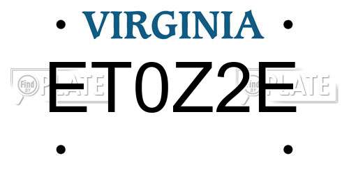 ET0Z2E Virginia License Plate