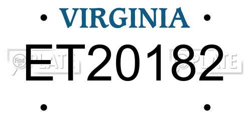 ET20182 Virginia License Plate