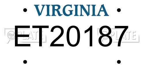 ET20187 Virginia License Plate