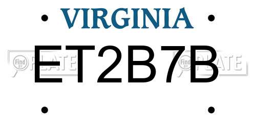 ET2B7B Virginia License Plate