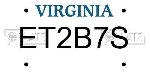 ET2B7S Virginia License Plate