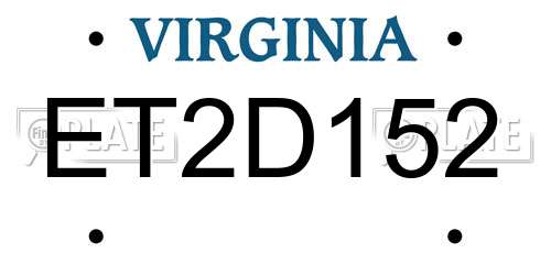 ET2D152 Virginia License Plate