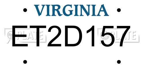 ET2D157 Virginia License Plate