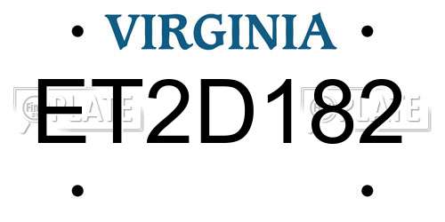 ET2D182 Virginia License Plate