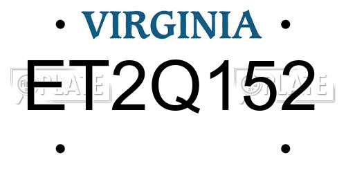 ET2Q152 Virginia License Plate