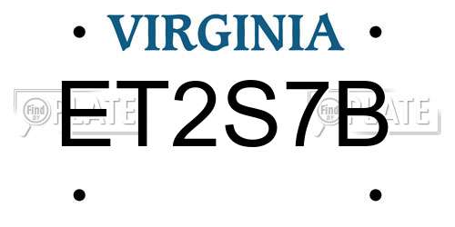 ET2S7B Virginia License Plate