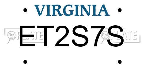 ET2S7S Virginia License Plate