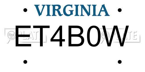 ET4B0W Virginia License Plate
