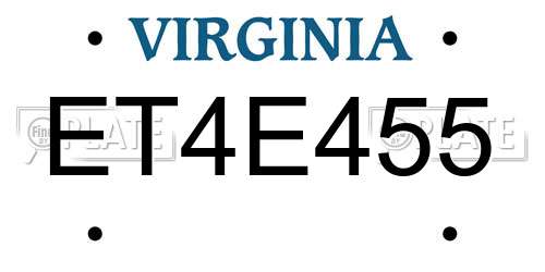 ET4E455 Virginia License Plate