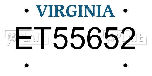 ET55652 Virginia License Plate