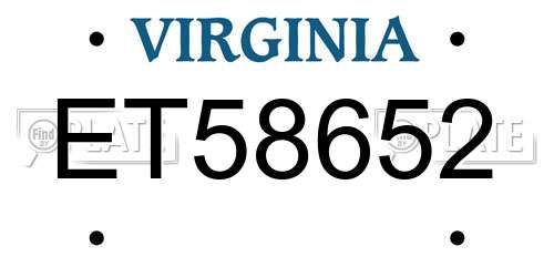 ET58652 Virginia License Plate